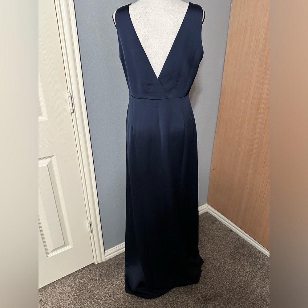 Anthropologie BHLDN Midnight Blue Piper V-Neck Side Slit Gown, Size 10 (v) - Picture 6 of 12